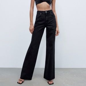 NWT wide leg black zara jeans